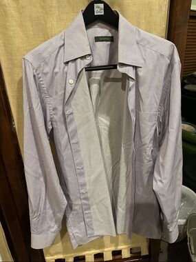 Ermenegildo Zegna Lavender Micro-Check Dress Shirt